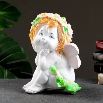 Фигура "Фея сидя" 21х20х29 см, белая