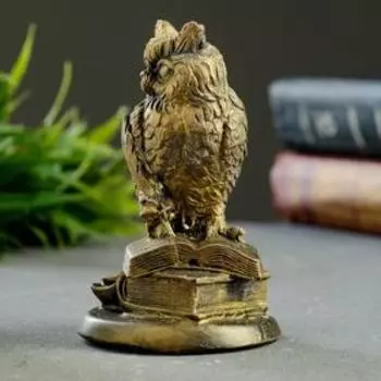 Фигурка гипс «Филин на книгах», состаренное золото, 1177 см