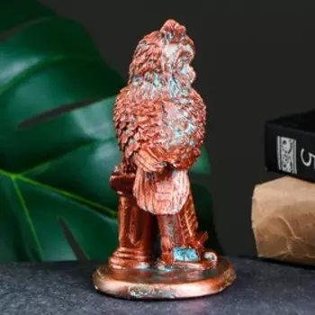 Фигура "Филин на пьедестале" окисленная медь, 7,5х13х7,5см
