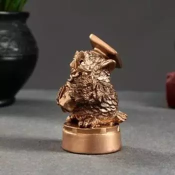 Фигура "Филин учёный" 8х5см, бронза / мраморная крошка