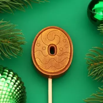 Фигура из молочного шоколада "Цифра веселая "0", 5 см, на палочке для торта