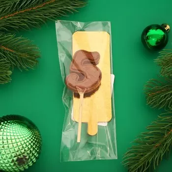 Фигура из молочного шоколада "Цифра веселая "5", 5 см, на палочке для торта, 12 г