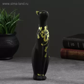 Фигура "Кошка Багира прямая" черный 6х6х21см