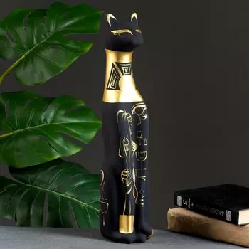 Фигура "Кот Египетский" роспись черный 10х10х41см