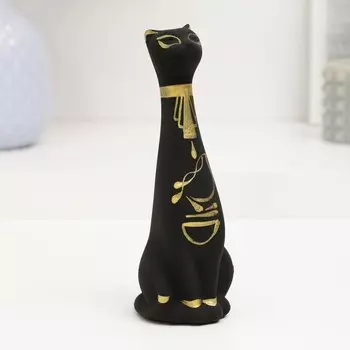 Фигура "Кот Египетский" роспись чёрный 5х5,5х15см