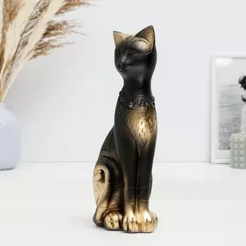 Фигурка гипс «Кот Фараон», чёрная в золоте, 28 см