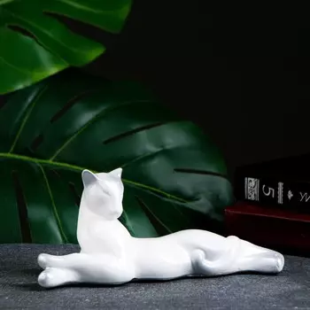 Фигура "Кот лежит" белый, 8х20см
