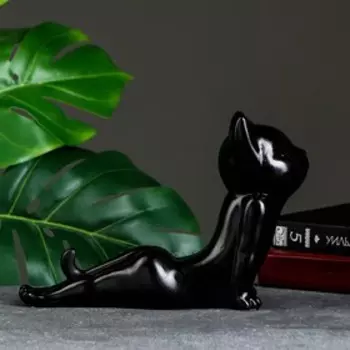 Фигурка «Кот мордой вверх», гипс, чёрный, 17 см