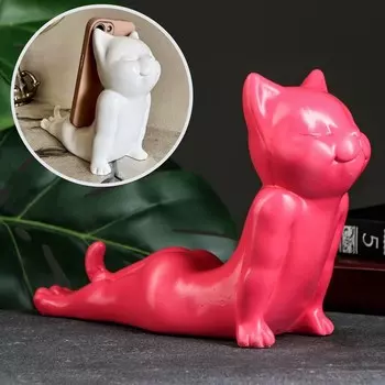 Фигура "Кот мордой вверх" розовый, 17см