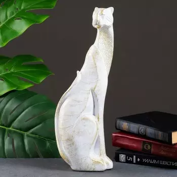 Фигура "Кот сидит" белое золото 38,5х15см