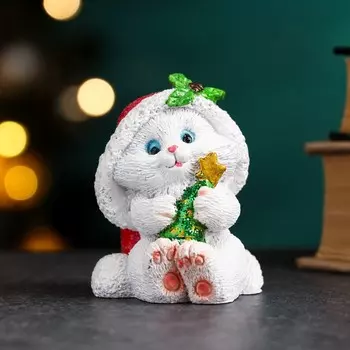 Фигура "Котенок с елочкой" белый