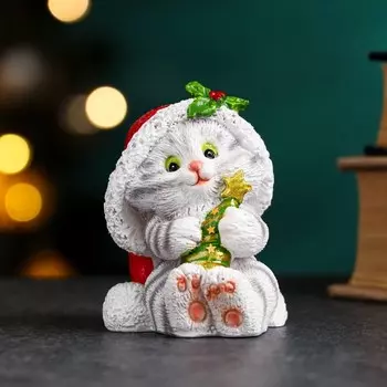 Фигура "Котенок с елочкой" серый