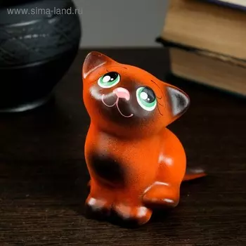 Фигура "Котик Мурзик" рыжий, 7х9х5см