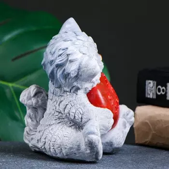 Фигура "Котик с сердцем Я тебя люблю" серый, 13х10х11см