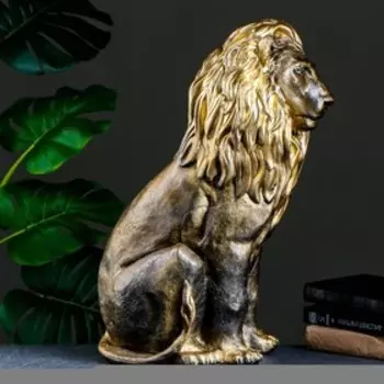 Фигура "Лев сидящий" черное золото, 40х25х55см