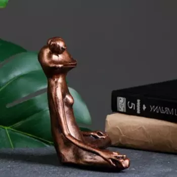 Фигура "Лягушка йог в позе лотоса" 16х16х6см, медь