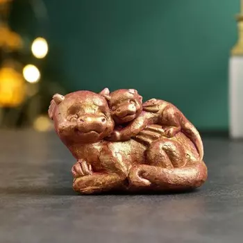 Фигура "Мама и дракончик" бордовая с позолотой, 8х6х5см