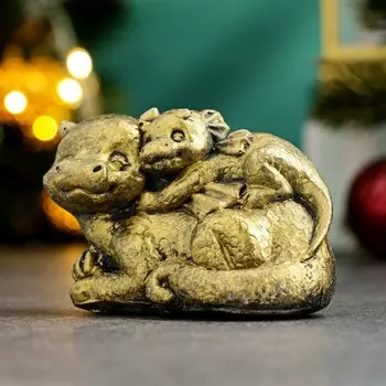 Фигура "Мама и дракончик" состаренное золото, 8х6х5см
