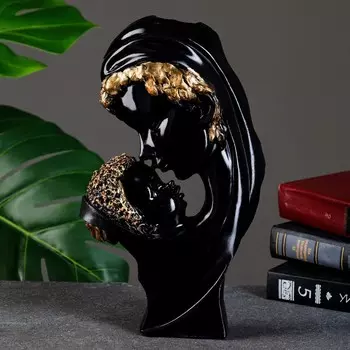 Фигура "Мать с ребенком" черная с золотом, 25х18х4см