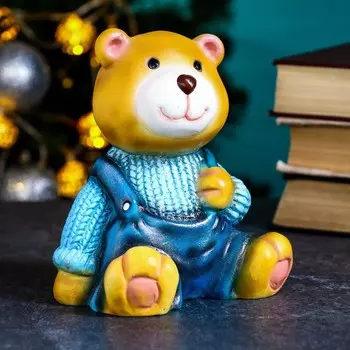 Фигура "Медвежонок в синем свитере" 10х11х14см