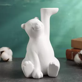Фигура "Мишка" белый, 17см