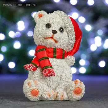 Фигура "Мишка в колпаке" белый, 6х7х12см