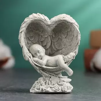 Фигурка гипс «Младенец спит в крыльях», слоновая кость, 855 см