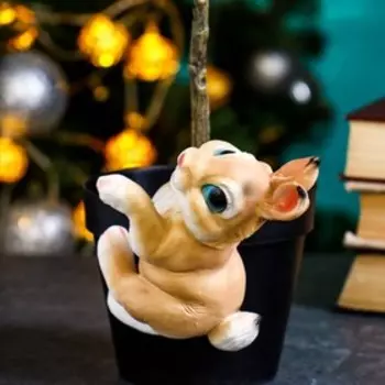 Фигура на кашпо "Веселый зайка" серый, 9х9х16см