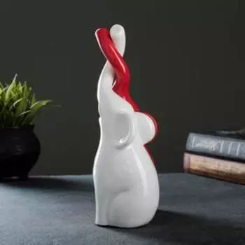 Фигура "Пара слонов" белый/красный, 9х15х25см