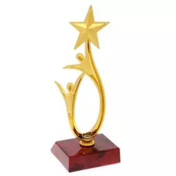 Наградная фигура «Человек со звездой», золото, подставка пластик красная, 18 х 6 х 6 см.