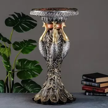 Фигура-подставка для мелочей «Столик. Павлины», гипс, бронза-золото, 704040 см