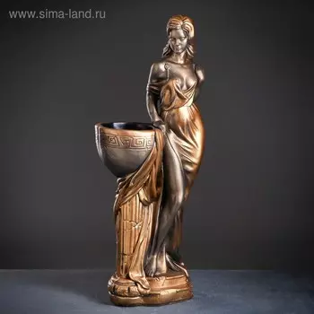 Фигура с кашпо "Девушка Дана" черное золото, 1,2 л / 20х81х31см