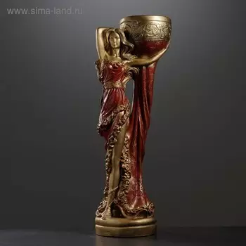 Фигура с кашпо "Девушка Нимфа" красная, 40х88х30см