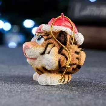 Фигура с подвесом "Веселый тигр" рыжий, 5,7х5,5х5см