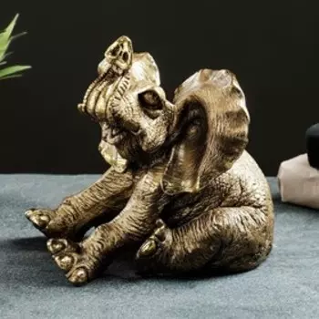 Фигура "Слон сидит" 19х19 см, бронза с позолотой