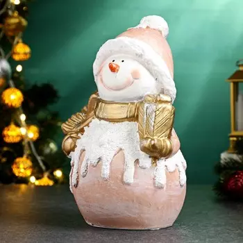 Фигурка полистоун «Снеговик с подарком», 14.522 см