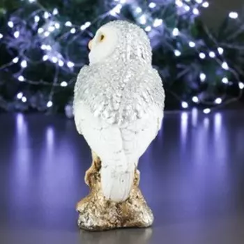 Фигурка полистоун «Сова на коряге», серебро, 91219 см