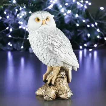 Фигурка полистоун «Сова на коряге», серебро, 91219 см