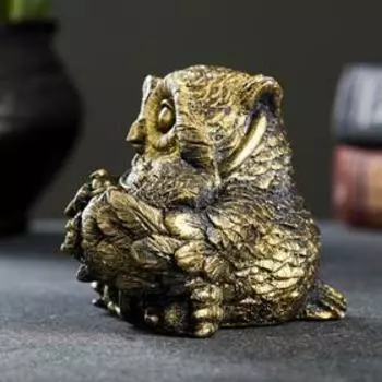 Фигурка гипс «Сова с совенком», под латунь, 101010 см