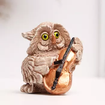 Фигура "Сова скрипач" коричневая, 8х6х6см