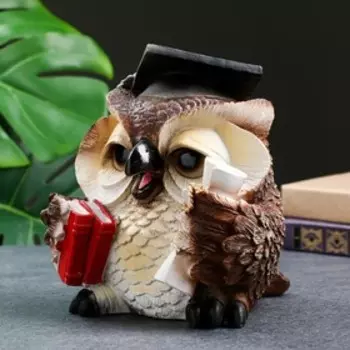Фигурка полистоун «Сова ученая», коричневая, 181719 см