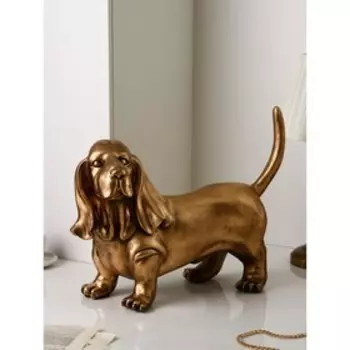 Фигура "Спаниель", полистоун, 42 см, золото, Иран