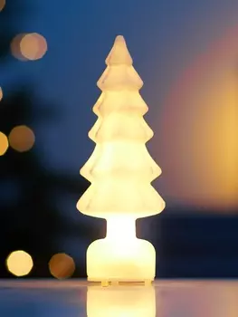 Фигура светодиодная "Елочка бархатная белая", 1 LED, 15х6 см, от бат. 3xAG13, Т/БЕЛЫЙ