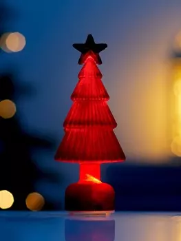 Фигура светодиодная "Елочка бархатная красная", 1 LED, 15х6 см, от бат. 3xAG13, Т/БЕЛЫЙ