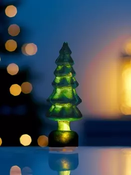 Фигура светодиодная "Елочка бархатная зеленая", 1 LED, 15х6 см, от бат. 3xAG13, Т/БЕЛЫЙ