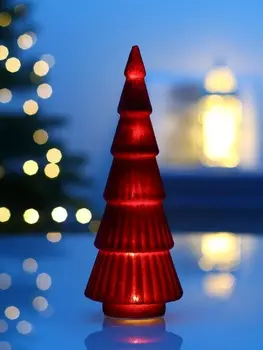 Фигура светодиодная «Ёлка красная бархатная», 5 LED, 23 см, от батареек AG13x3, свечение тёплое белое