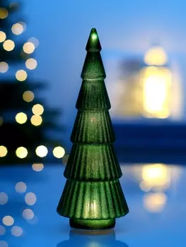 Фигура светодиодная «Ёлка зеленая бархатная», 5 LED, 23 см, от батареек AG13x3, свечение тёплое белое