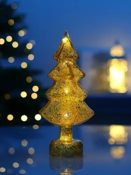 Фигура светодиодная «Ёлочка золотистая», 1 LED, 25 см, от батареек AAAx3, свечение тёплое белое