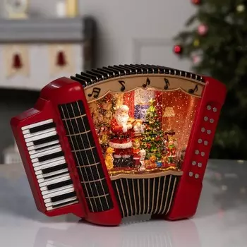 Фигура светодиодная «Волшебная гармонь», 18.5х6.3х23 см, музыка, батарейки ААх3 (не в комплекте), USB, свечение тёплое белое
