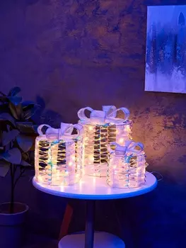 Фигура световая «Подарки цилиндр серые», 2520х15 см, 90 LED, батарейки ААх8 (не в компл.), свечение тёплое белое